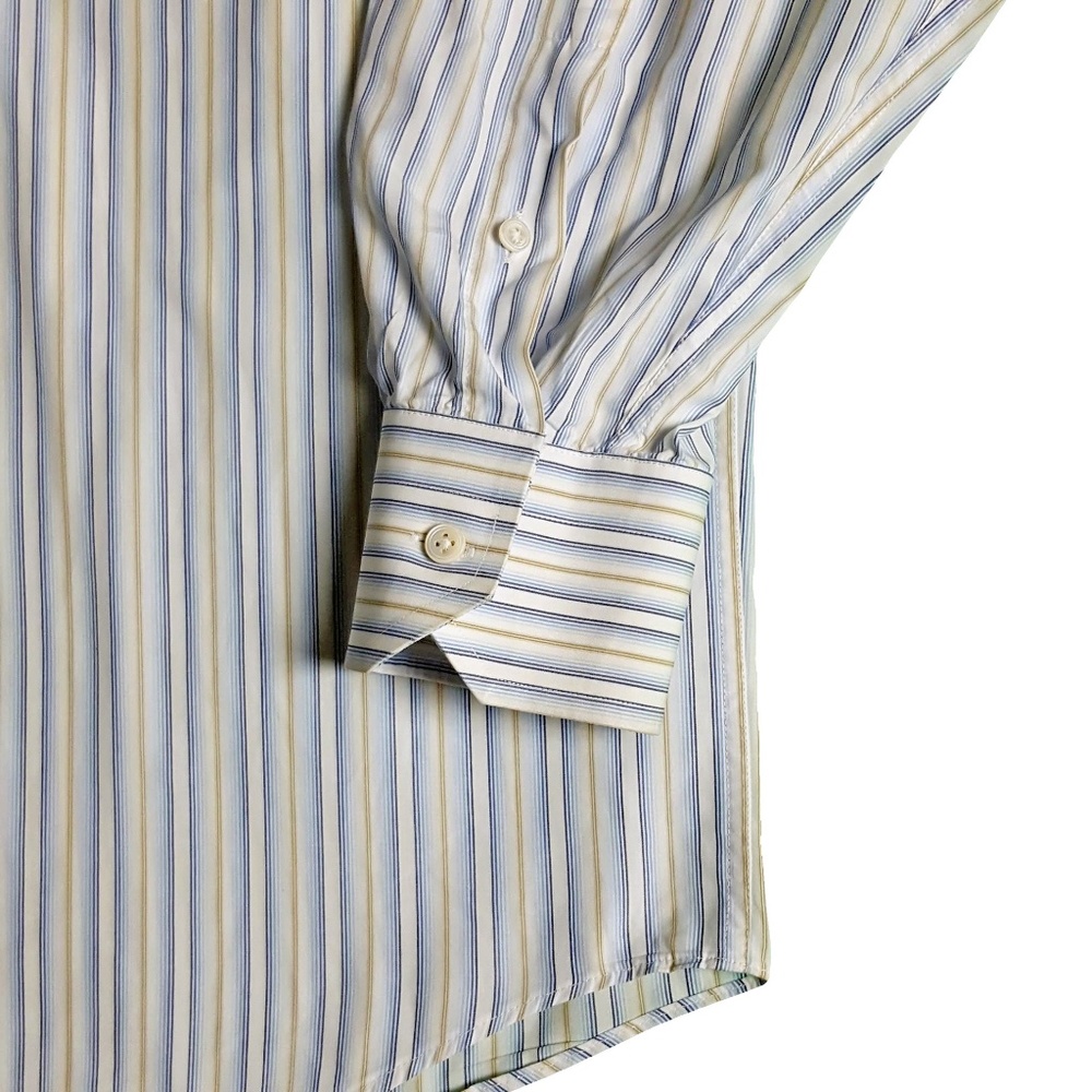 Canali Mens Striped Dress Shirt Neck Size 16 Blue - Picture 5 of 6